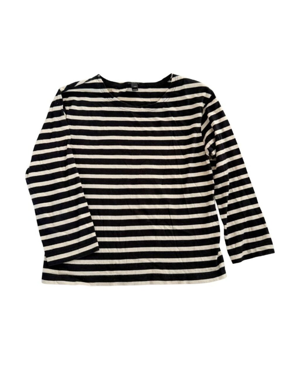 J.Crew Striped 3/4 Sleeve Boatneck Breton Tee Black & Cream Sz XXS